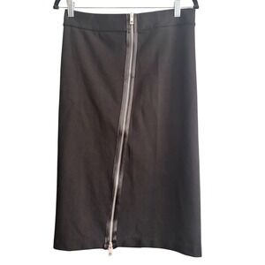 Rag & Bone Black Midi Skirt Asymmetrical Zip Front Modern Cotton Blend Size M